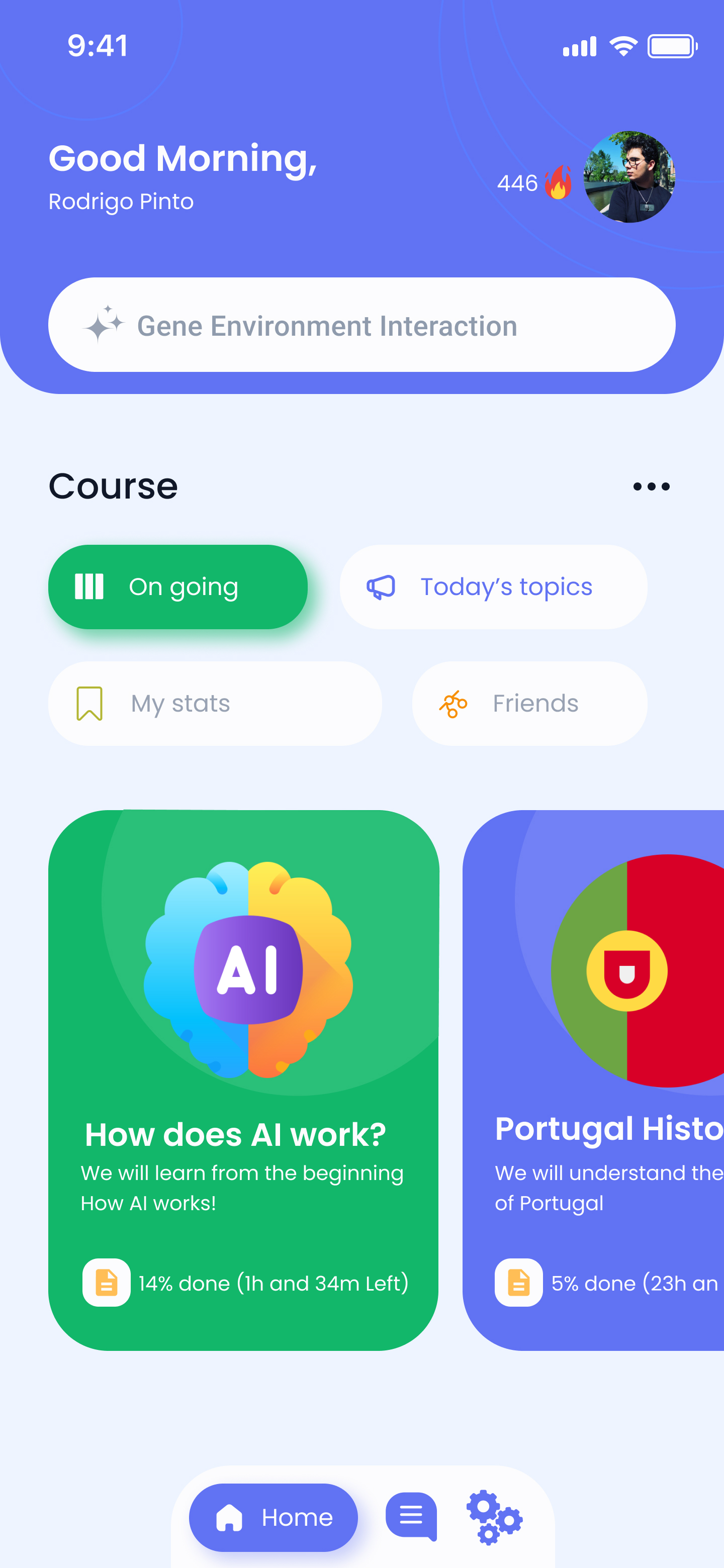Universal learning app interface preview